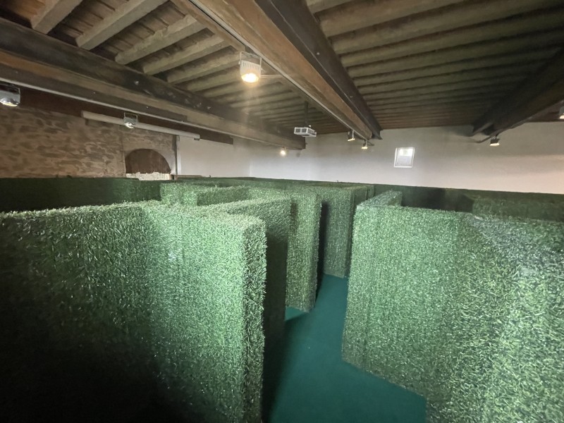 Installation d'un labyrinthe géant éphémère en intérieur pour un événement professionnel à Lyon en Auvergne Rhône Alpes