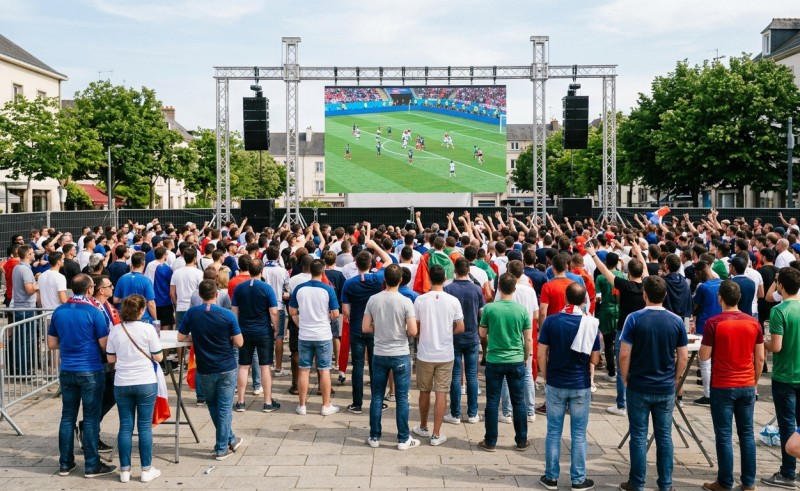 Ecran géant LED pour la diffusion des matchs de la coupe du monde de foot à Lyon et Grenoble et dans toute la région Auvergne Rhône Alpes