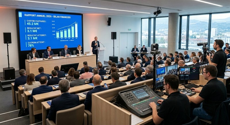 sonorisation assemblée générale, régie technique AG entreprise, retransmission en direct assemblée générale, prestataire AG copropriété